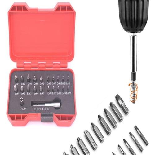 22pcs Damaged Screw Extractor Set for Broken Screw HSS Broken Bolt Extractor Screw Remover Kits TP-0404