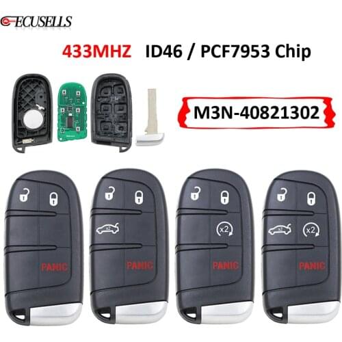 3/4/5 Button Remote Smart Car Key 433MHz ID46 PCF7953 Chip FCC ID: M3N-40821302 for Fiat 500 500L 500X for Jeep Compass Renegade