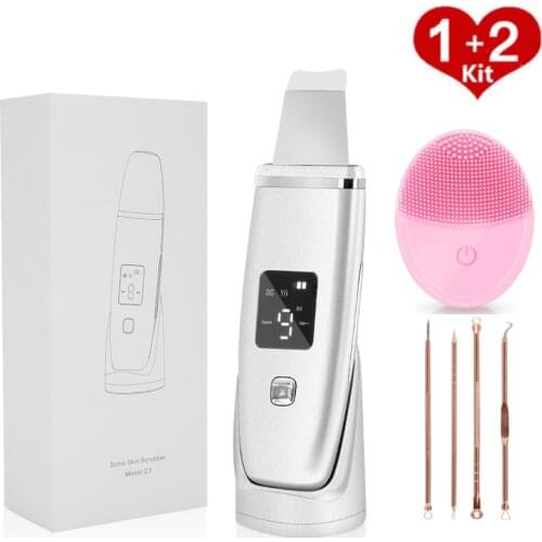 Ultrasonic Skin Scrubber Facial Cleaner Machine Face Blackhead Remover Face Cleaner Brush Acne Needle Skin Care Tool