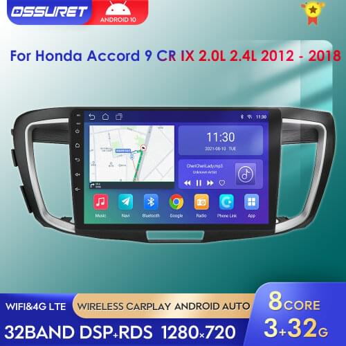 OSSURET Android Car Radio For Honda Accord 9 CR IX 2.0L 2.4L 2012 - 2018 Car GPS Navigation Auto Stereo Multimedia Video Player