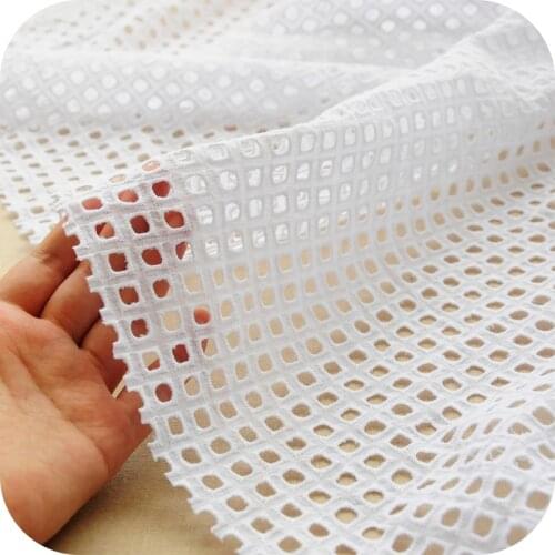 Pure cotton plaid hollow embroidery cloth, cotton lace, pastoral embroidery DIY handmade skirt recommended