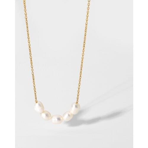 Baroque Freshwater Pearl Pendant Necklace For Women 18K Gold Plated Stainless Steel Choker Necklace Party Jewelry