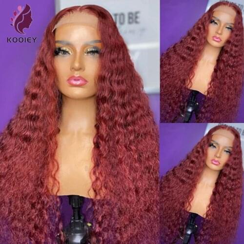 Burgundy 99J Lace Front Human Hair Wigs Water Wave 13x4 Lace Wigs For Women 4x4 Lace Closure Human Hair Wigs With Baby Hair