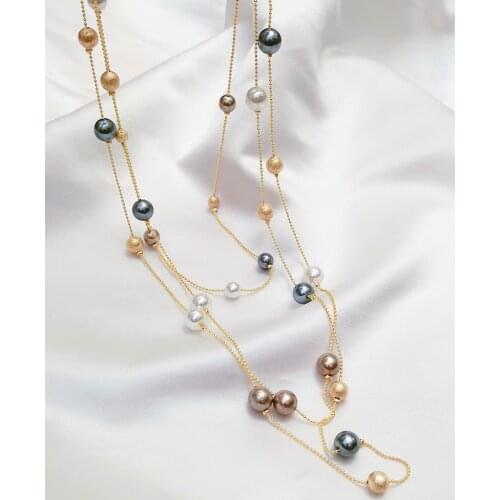 Fashion Handmade Simulated-pearls Beads Chain Necklace For Women Charm Multilayer Long Sweater Necklaces Wedding Party Jewelry