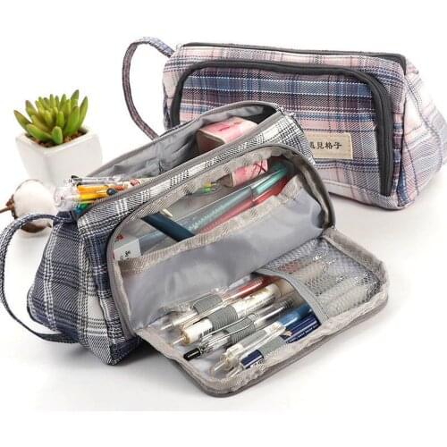 Korea Macaron Pencil Case Canvas Stretch Large Capacity Kawaii Pencil Box Kids Cute Estuche Escolar Pencilcase School Supplies