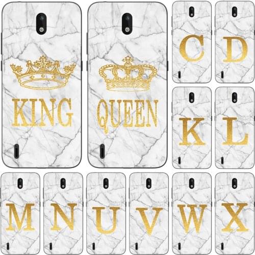 Phone Case For Nokia C3 C2 C1 3.4 2.4 1.3 2.3 5.3 8.3 5G White Marble Golden English Letter FashionName Back Cover Shell Fundas