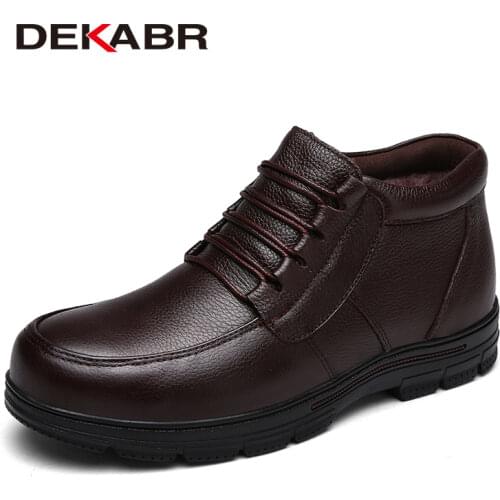 DEKABR 2021 New Handmade Men Genuine Leather Winter Boots High Quality Snow Men Boots Ankle Boots For Men Plus Big Size 36-47
