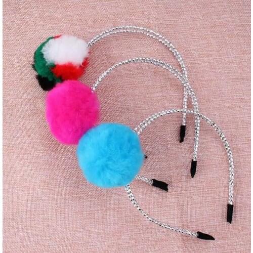 Children Girls Hairbands Faux Fur Ball Headband Hairhoop Princess Party Daily Hair Accessories