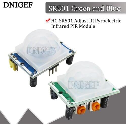 DNIGEF 1PCS SR501 Green and Blue HC-SR501 Adjust IR Pyroelectric Infrared PIR Module Motion Sensor Detector Module for Arduino