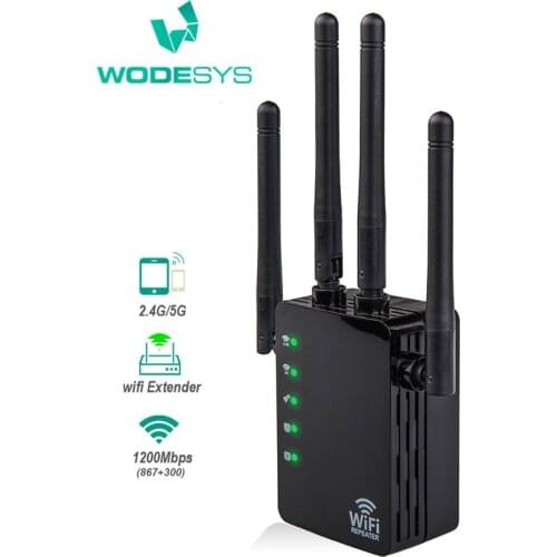 Two-frequency 1200 M WIFI Repeater Wireless WiFi Signal Amplifier 2.4&5.8 G