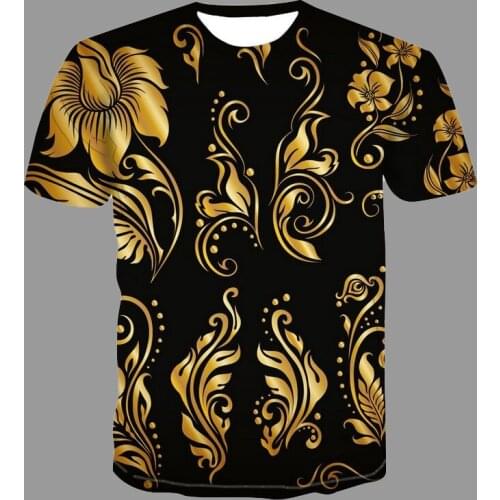 Summer Fashion Men Clothing T-Shirt Tops 2021 Pop Retro Ethnic Style Print Short Sleeve Classic O-Neck Quick Dry Male Tee Shirt