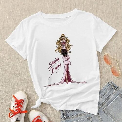 Disney Princess Sleeping Beauty Aurora Print T Shirt Women Casual Short Sleeve Tee Tops Girl Harajuku Funny Clothes,Drop ship