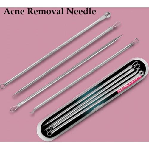 4pcs/Set Acne Removal Needle Stainless Steel Pimple Blackhead Remover Tool Blemish Face Skin Care Beauty Facial Pore Cleaner