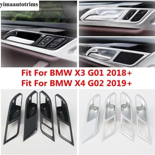 Carbon Fiber / Matte Interior For BMW X3 G01 2018 - 2021 X4 G02 2019 - 2021 Car Door Pull Handle Bowl Cover Trim ABS Accesories