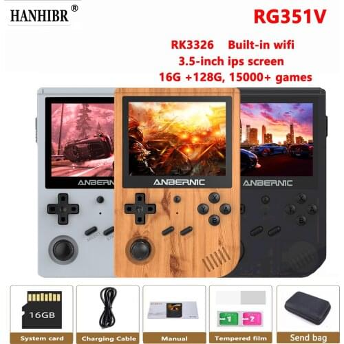ANBERNI Newest RG351V Retro Game Console RK3326 Handheld Game Player 3.5" Built in WiFi Games Emulators for PS1 N64 Linux System