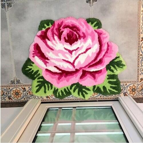 Handmade Rose Mat Bathroom Doormat Entrance Rug Carpet for Girl Kids Living Room Bedroom Door Floor Bath Mat Foot Pad Home Decor