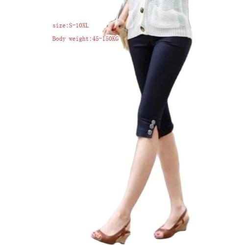 Plus Size M-10XL Women body weight 90-150kg Stretch Leggings Calf-length Pencil Pants Super Elastic Trousers Ladies Capris Pants