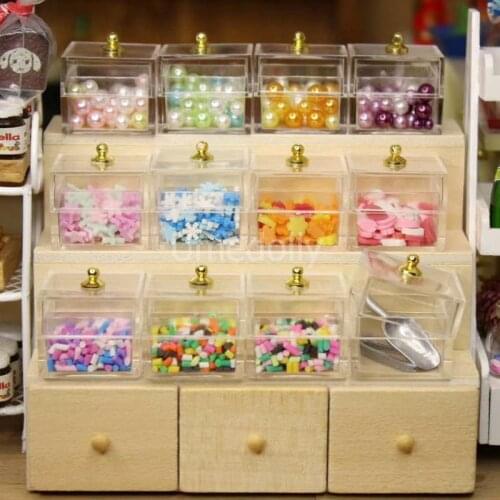 Mini 1/12 Scale Dollhouse Miniature Supermarket Candy Box Display Wooden Rack for OB11 BJD Doll House Furniture Accessories Toy
