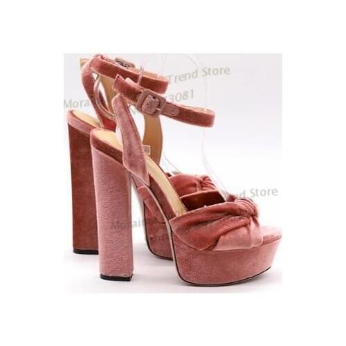 Moraima Snc Chunky Heels Sexy Sandal Peep Toe Ankle Strap Woman Shoe Super High Cutouts Gladiator Sandal Dress Heels