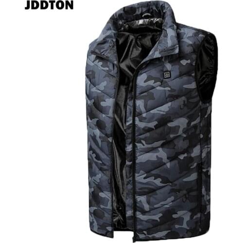 JDDTON Winter Mens Hiking USB Heating Vest Outdoor Sports Carbon Fiber Sleeveless Coats New Male Electric Thermal Jackets JE629