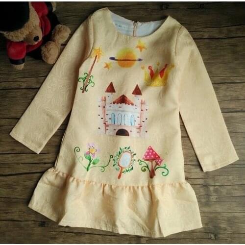New girls dress fairy tale castle print children princess dress long sleeve autumn and winter European and American style k1