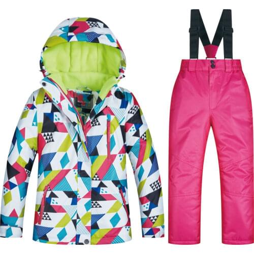 New Childrens Ski Suit Winter Children Windproof Waterproof Super Warm Colorful Snow Ski Jackets and Pants Girls Winter Jacket