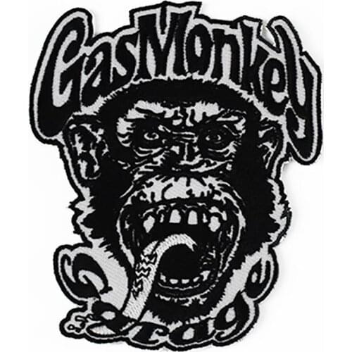 Monkey Logo Embroidery Patch Iron on Badge for DIY Clothing Appliqued Motorcycle Biker Jacket Vest Accessory Garment Decoration