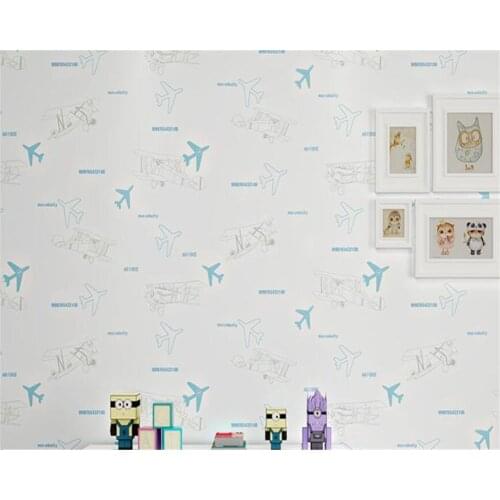 Beibehang Cute cartoon aircraft wallpaper childrens room bedroom wallpaper environmentally friendly boys and girls 3d wallpaper