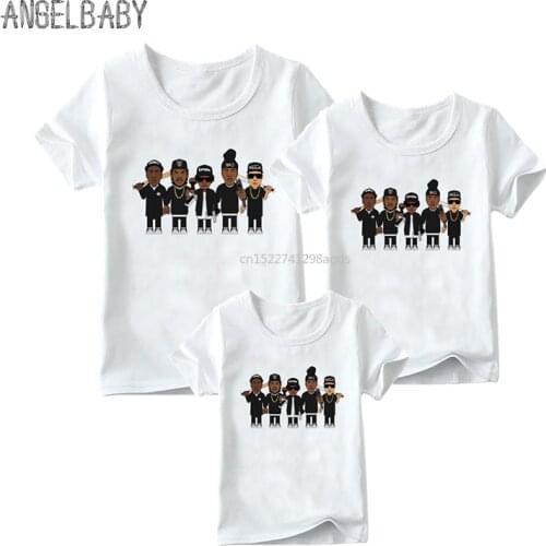 Matching Family Outfits NWA Straight Outta Compton Print T-shirt Family Matching Look Clothes Kids&Man&Woman Funny Tshirt