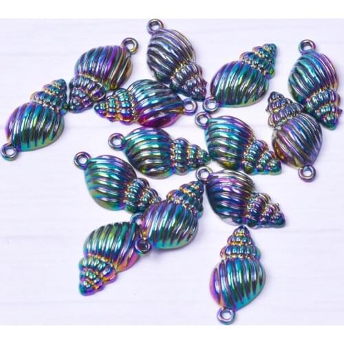 Rainbow Conch Pendant Charms For Jewelry Making Necklace Earrings Anklets Seashell Vintage Accessories Handmade Materials Joyas