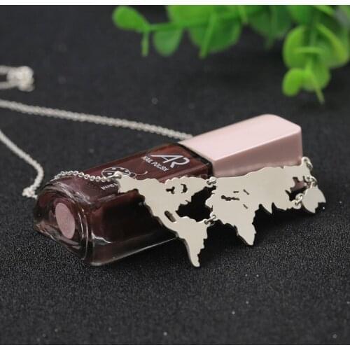 World Map Pendant Pure Solid Silver Jewelry Any Coutry or State Can Stamp Fashion Necklace