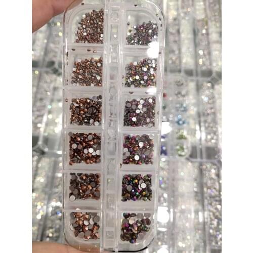 1 Box 1440pcs 1 Pack 3D Glass White/Clear Crystal Rainbow AB Flat Back Nail Art Rhinestones Crystal Nail Art Rhinestone ,kjoo877