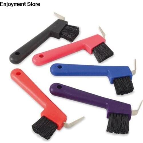 1pc Durable Anti-Slip Soft Grip Hoof Pick Rubber With Brush Cleaning Tools Horse Grooming Tools Random Color