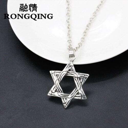 RONGQING 1pcs Titanium Steel Hollow Jewelry Necklaces Male Hexagram Pendant Necklaces For Women Men Factory Supply