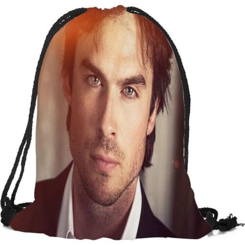 Custom Ian Somerhalder Backpacks Travel Softback Men Women Drawstring Bag School Girls Backpacks