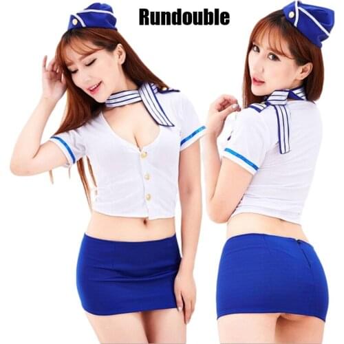 Sexy Flight Attendant Uniforms Women Role Play Airline Flight Costume Set Air Hostess New Costumes Lingerie Clothes Wholesale