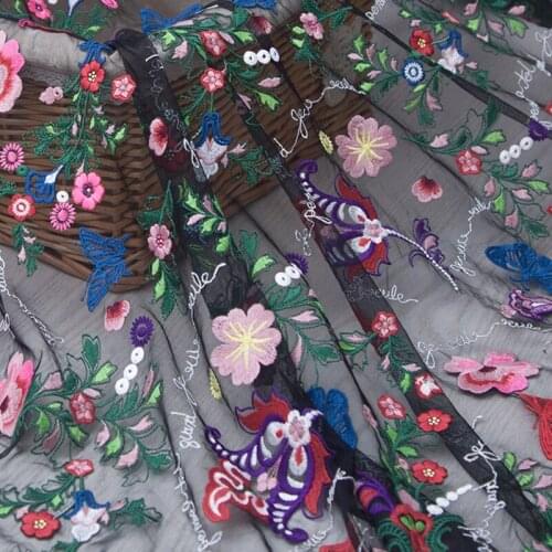 Mesh Base with Floral Embroidery Fabric For Sewing Dresses Garment Accessories Elegant High Quality Embroidery Fabrics 50X150cm