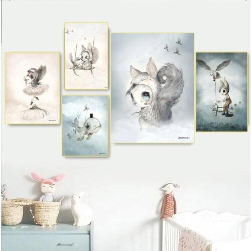 Modern Nordic Style HD Canvas Painting Cute Little Girl Wall Art Painting and Home Decoration Living Room Poster