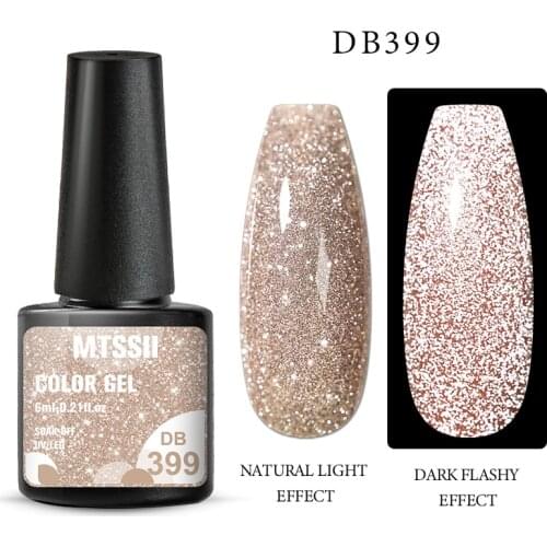 Mtssii Reflective Glitter Gel Nail Polish 6ml Sparkling Auroras Laser Nail Gel Nail Art Varnish Semi Permanent Soak Off UV Gel