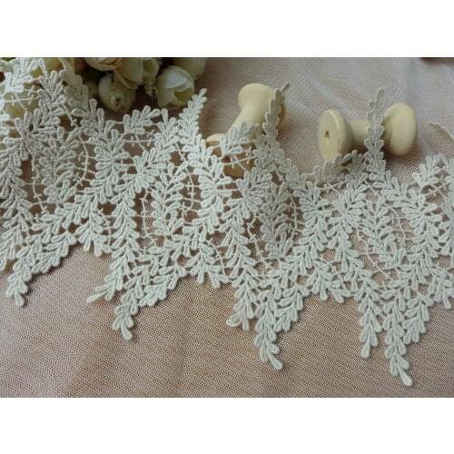 13cm One Yard Leaf Pattern Beige Cotton Lace Hometexile Cloth Wrap Knitting Embellishments DIY Patchwork Lace Trims