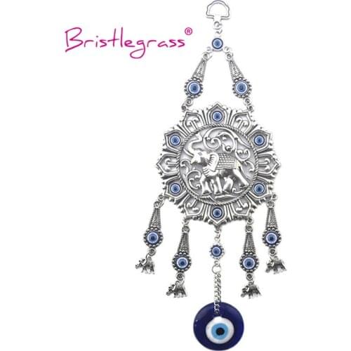 BRISTLEGRASS Turkish Blue Evil Eye Amulets Turkey Lucky Charms Elephant Wall Hanging Pendants Pendulum Blessing Protection Decor