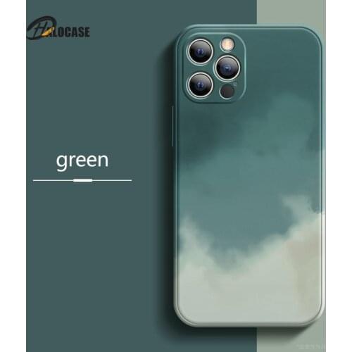 Ultra-thin Cute Watercolor Liquid Silicone Phone Cases For iPhone 12 11 Pro Max SE XS Max XR X 8 7 Plus Camera Protection Cover