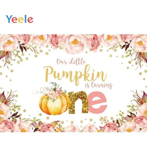 Flower Branches Pumpkin Baby Birthday Party Photocall Vinyl Backdrop Photography Photographic Background For Photo Studio
