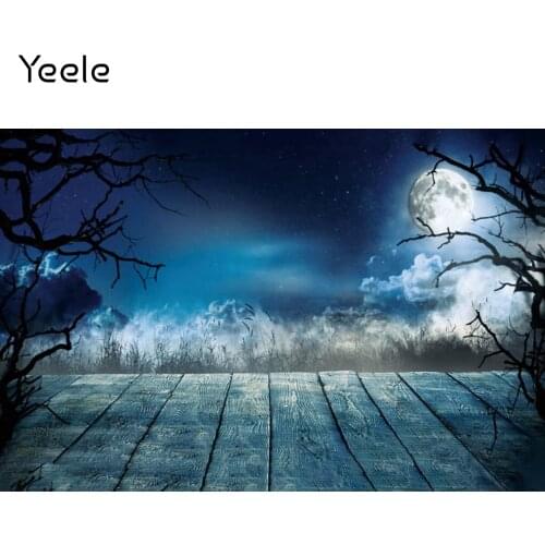 Yeele Halloween Photocall Backdrop Tree Branch Moon Night Wood Board Baby Vinyl Photographic Photography Background Photophone