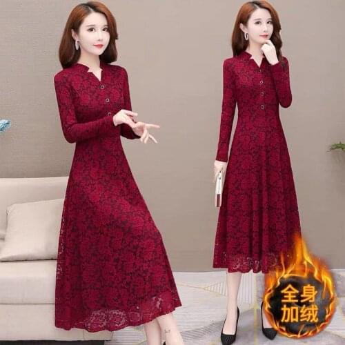 Dresses for Women Autumn New Large Size Lace Dress for Women Vestido De Mujer