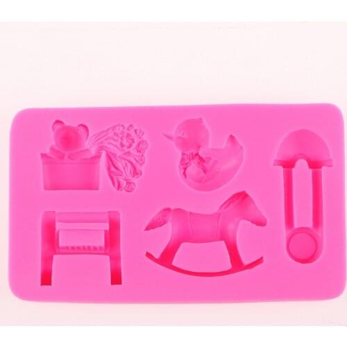 3D Baby Toys Trojan stool duck chocolate Candy cake decorating tools DIY baking fondant silicone mold T0471