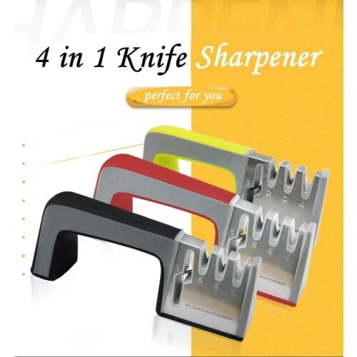 4 in 1 Knife Sharpener Diamond Coated&Fine Rod Knife Shears and Scissors Sharpening System Stainless Steel Blades