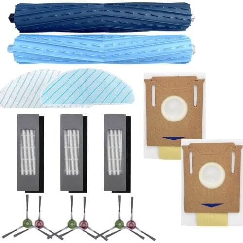 Cleaner Accessory for ECOVACS T9AIVI / AIVI+, Rubber Roller Main Brush HEPA Filter Side Brush Mop Cloth Charger Dustbin Dust bag