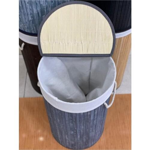 Bamboo Dirty Laundry Basket Round