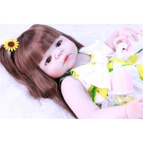 Bebe 22" reborn menina full silicone dolls toys for children gift rooted fiber with magnetic pacifier bottle bonecas reborn
